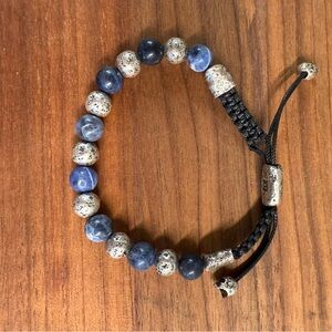 Blue and Silver Beaded Bracelet